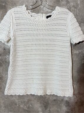 Banana Republic Cream Crochet Short Sleeve Top